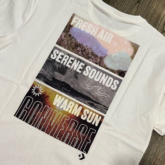 NWT Converse Coastal Vibes Knit Tee Loose Fit Short Sleeve Crewneck White Small - Picture 8 of 8